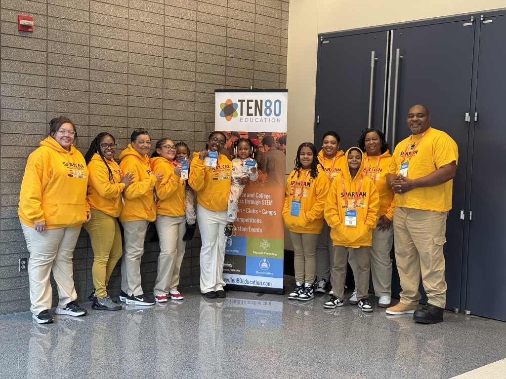 NSB Ten80 Team from left, Shirley Williams, Ronikka Hannans, Simone Redd (advisors), Alyssa Williams, Zoey Hannans, Keegan Redd, Loren Redd (advisor), Josiah Law, Keisha Law and Ken Law (coaches).