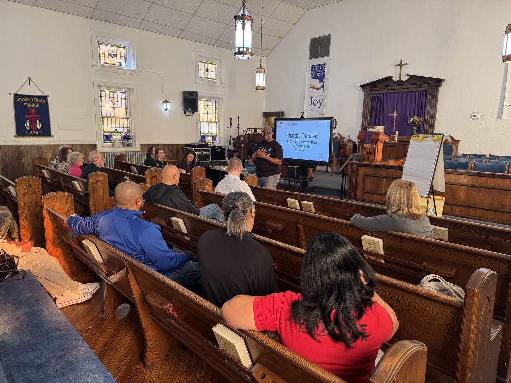 Around 20 participants gathered Saturday at Grace Presbyterian Church on Fayette Street in Uptown Martinsville to discuss food security in the West End Community. (Contributed photos)