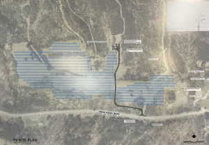 A map displaying the location of the proposed solar panels was presented during the meeting.