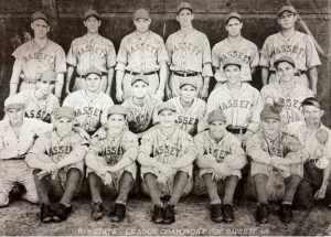 A photo of the 1938 Bassett Furnituremakers, the Bi-State League Champions (Photo courtesy of the Bassett Historical Center)