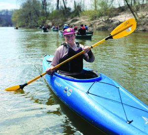 Anna Wheeler paddling the Dan River (Photo by DRBA)