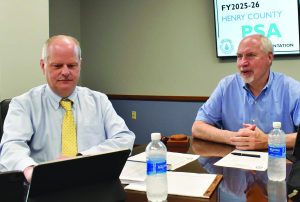PSA General Manager Dale Wagoner (left) prepares to give his presentation on the fiscal year 2025-2026 PSA budget. Pictured to the right is PSA Chairman Stuart Bowman. (Contributed photos)