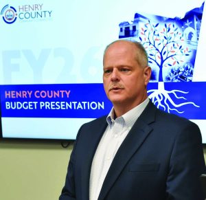 Henry County Administrator Dale Wagoner presents the proposed spending plan for the upcoming fiscal year at a recent Board of Supervisors meeting. (Contributed)