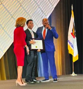 Peyton Niblett (center) served as the keynote speaker at the National Forum for Black Public Administrators (NFBPA) conference in San Francisco.