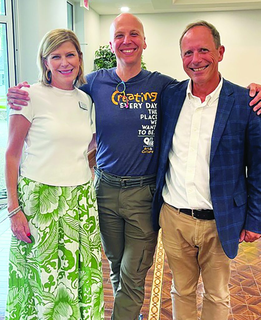 Executive Director Heidi Pinkston, Pedro Szalay and Shane Pinkston pose at Piedmont Arts' farewell reception for Szalay on May 2.