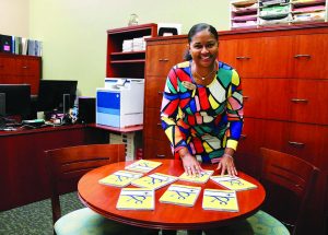 Dr. Ophelia Griggs, P&HCC academic advisor/retention coach, makes student planners available for the start of the 25-26 academic year.