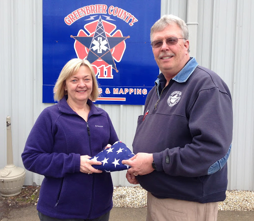 Maxwelton Ruritans present flag to Whitaker