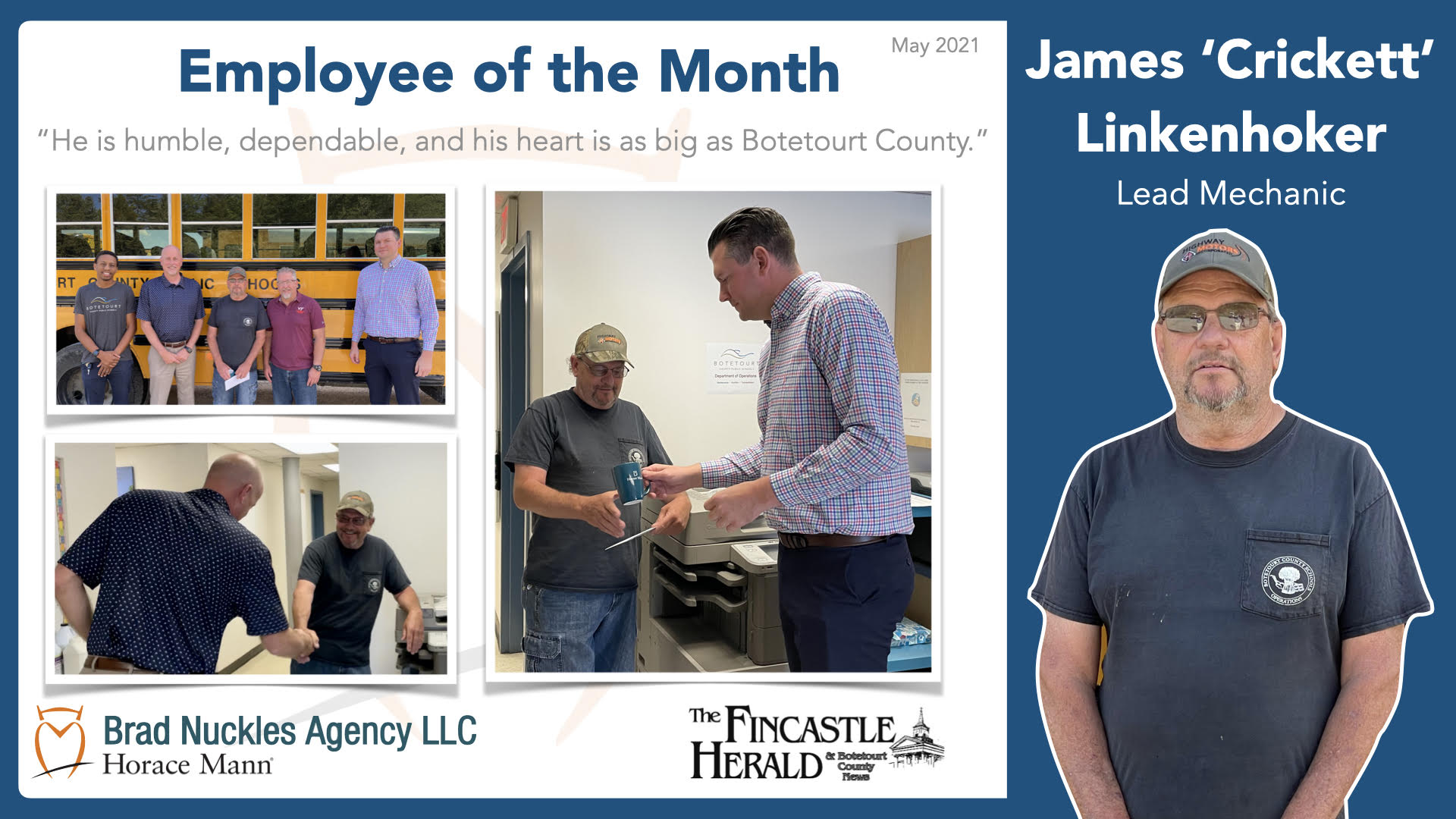 BCPS Employee of the Month for May 2021