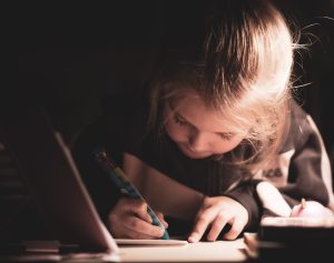 child writing