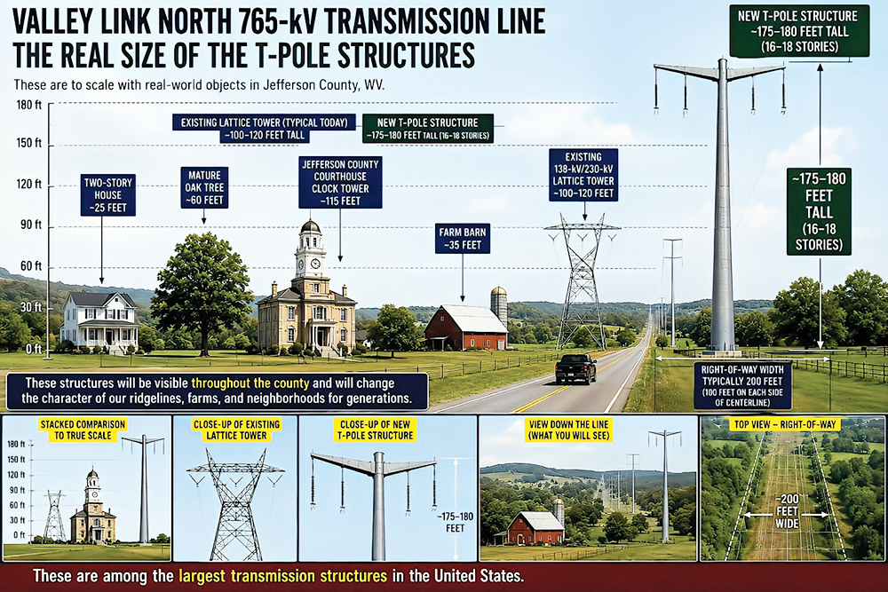 This size comparison, courtesy of Delegate Bill Ridenour shows the size of the structures that are proposed to be built