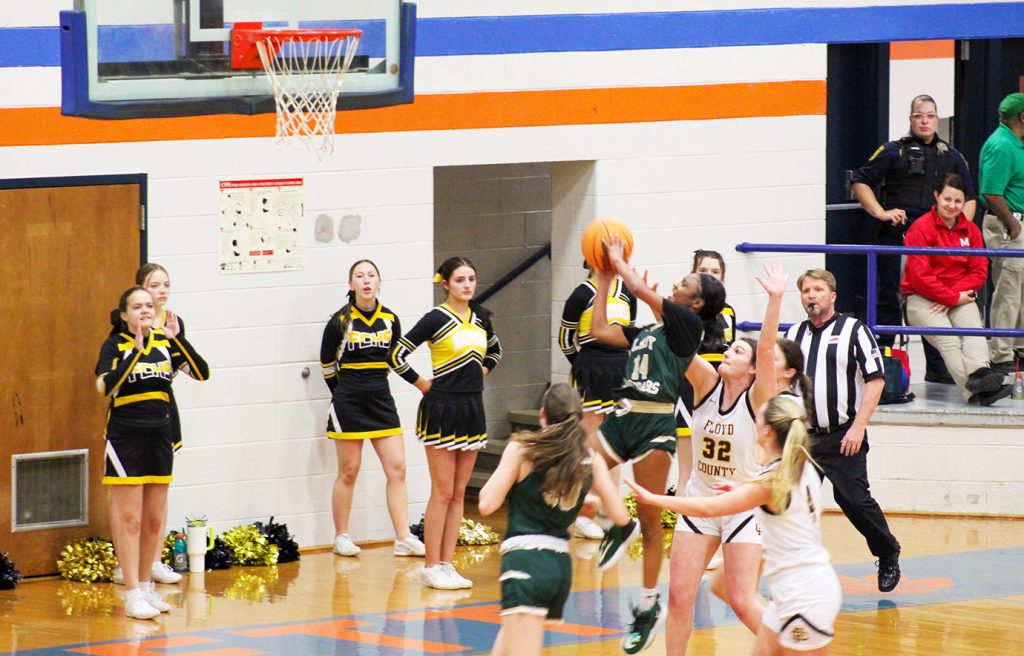 Allanah Mitchell puts up a shot in the paint.