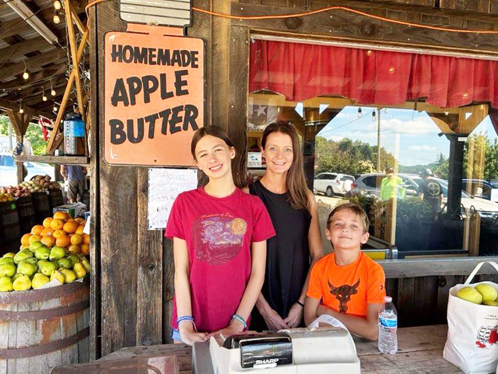 Rain, Casey and Banner Davis, Felecia Shelor’s daughter and grandchildren, at Poor Farmers Market. Casey is an ER doctor in Mount Airy, N.C.