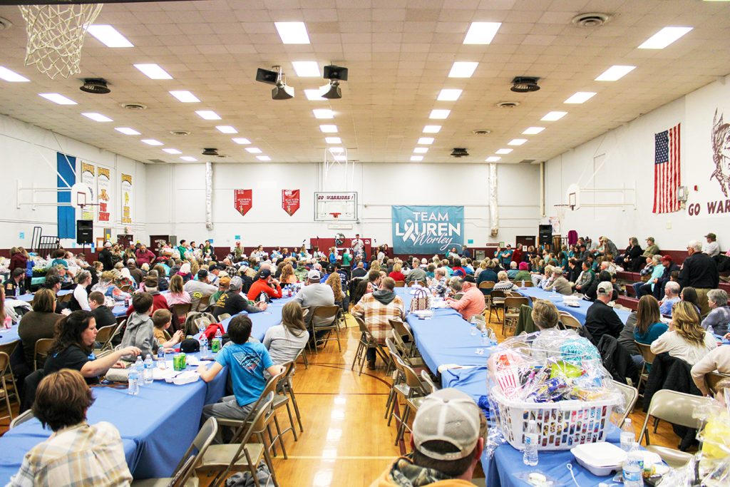 The Woolwine Elementary School gym was full of people supporting the Lauren Worley and Micah Underwood families.