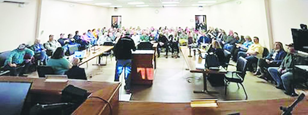 Nearly 100 people attended the March 11 meeting of the Patrick County Board of Supervisors.