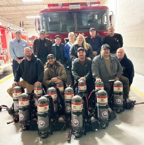 The Patrick Henry Volunteer Fire Department received 24 self-contained breathing apparatus (SCBA), or air packs, and 48 SCBA bottles with the grant funds.