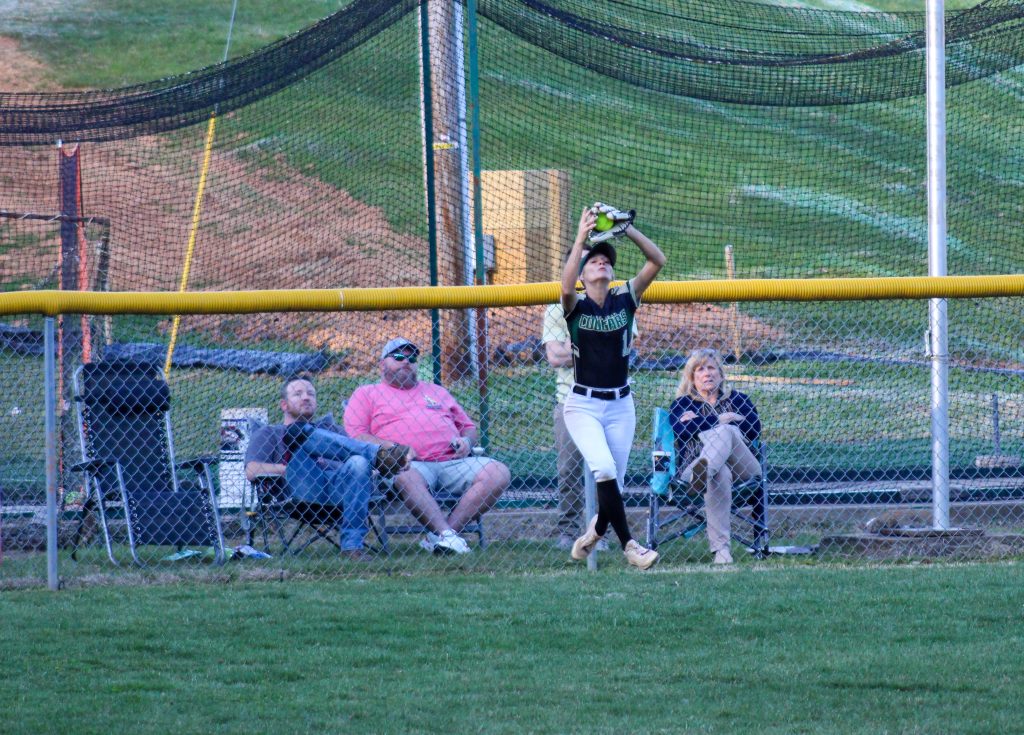 Bryley Pike makes the catch at the fence.