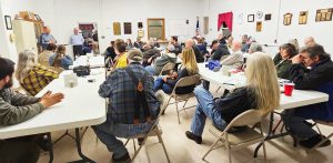 Several people attended a recent town hall meeting to voice their opposition to a proposed solar project that would be on property owned by Mike McKenzie.