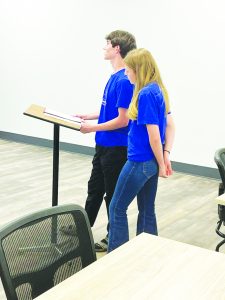 Hunter Meade and Abigail Lavinder spoke about the benefits of LEGO League.