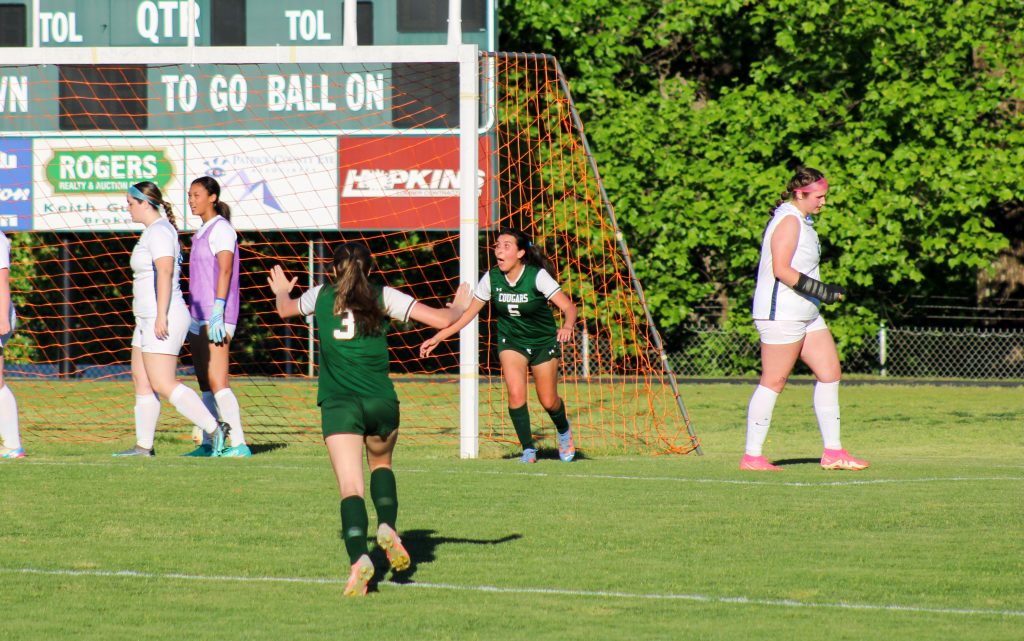 Raeli Moran reacts to her first of two goals on the night.