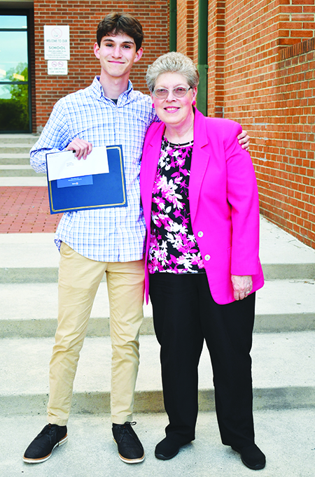 Mary Jane Taylor Memorial Senior Beta Scholarship - Hunter Meade and Presenter Judy Lacks