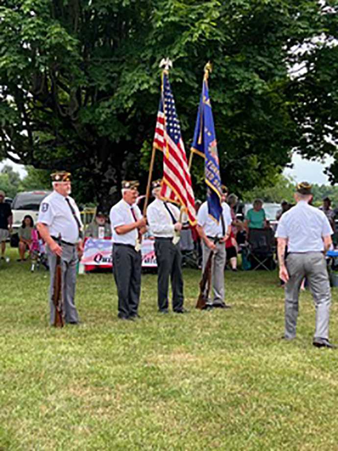 Presentation of colors by the VFW Post 8467 were followed by local veterans being called up to accept a gift of a quilt.