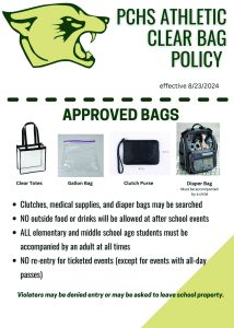 A new bag policy for sporting events at Patrick County High School (PCHS) goes into effect on Aug. 23