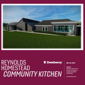 An architectural rendering of the Reynolds Homestead Community Kitchen (Courtesy of Dewberry)