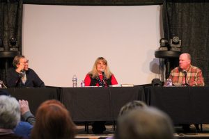 Local historians (left to right) John Reynolds, Beverly Woody and B.J. Nolan answered questions and discussed Patrick County’s long history.