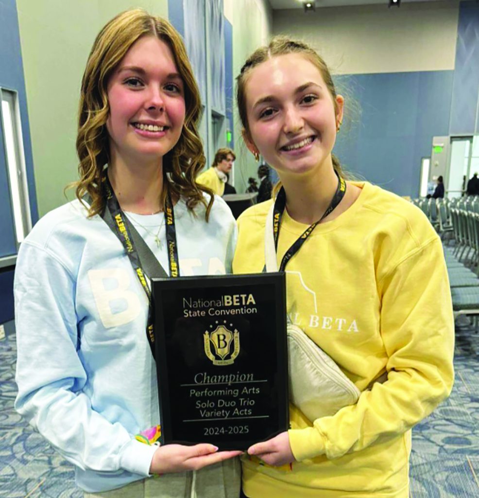 Virginia Nations (left) and Madison Scott (right) with their talent award.