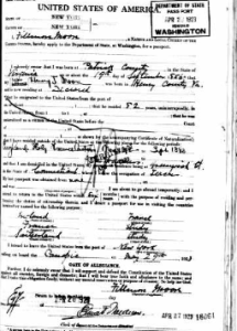 Millard Fillmore Moore’s passport application