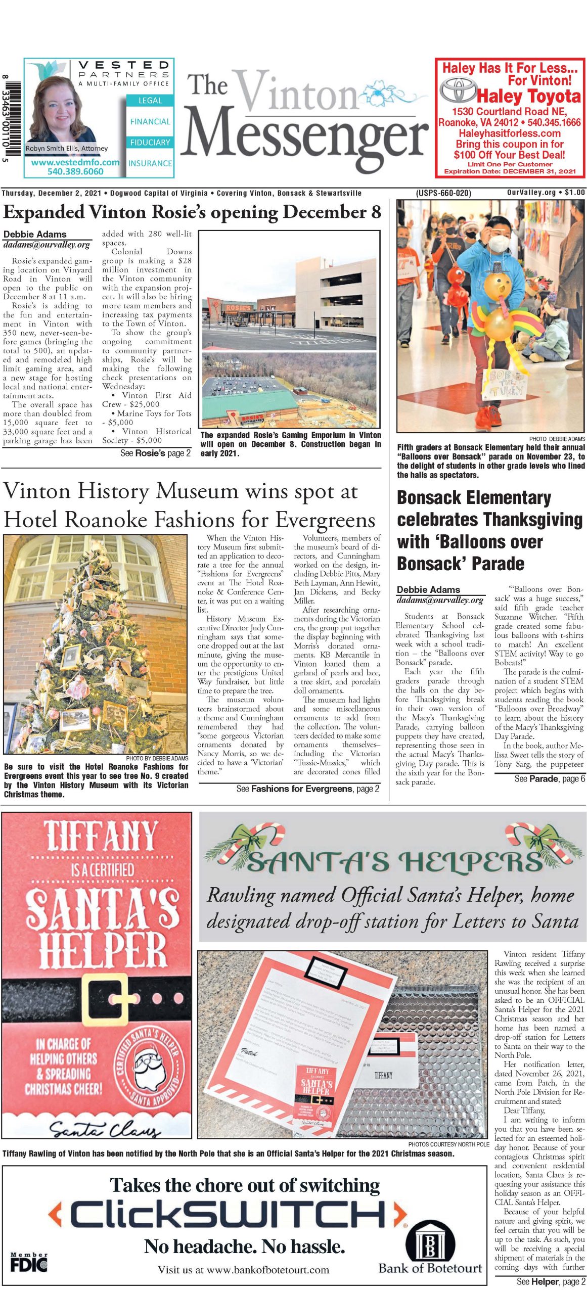 Vinton eMessenger | December 2, 2021