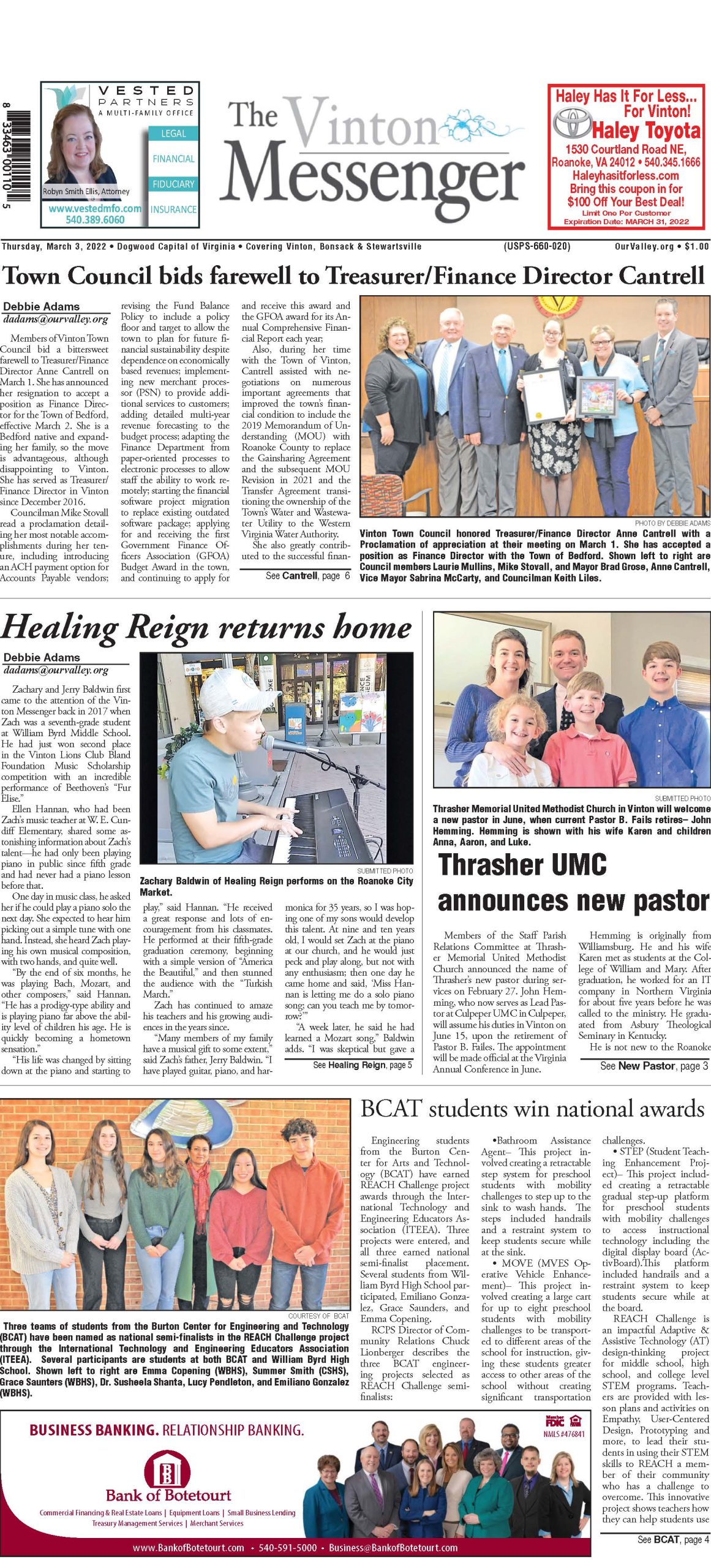 Vinton eMessenger | March 3, 2022