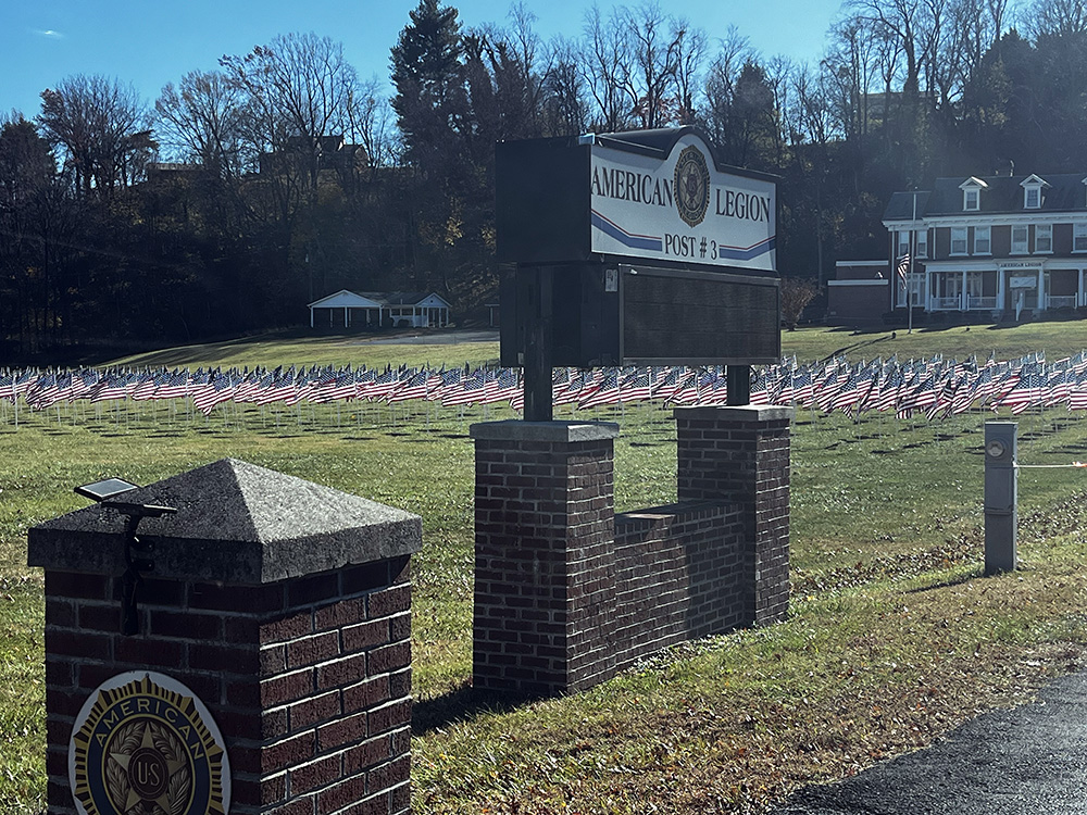 Hundreds of American flags displayed at American Legion Hall