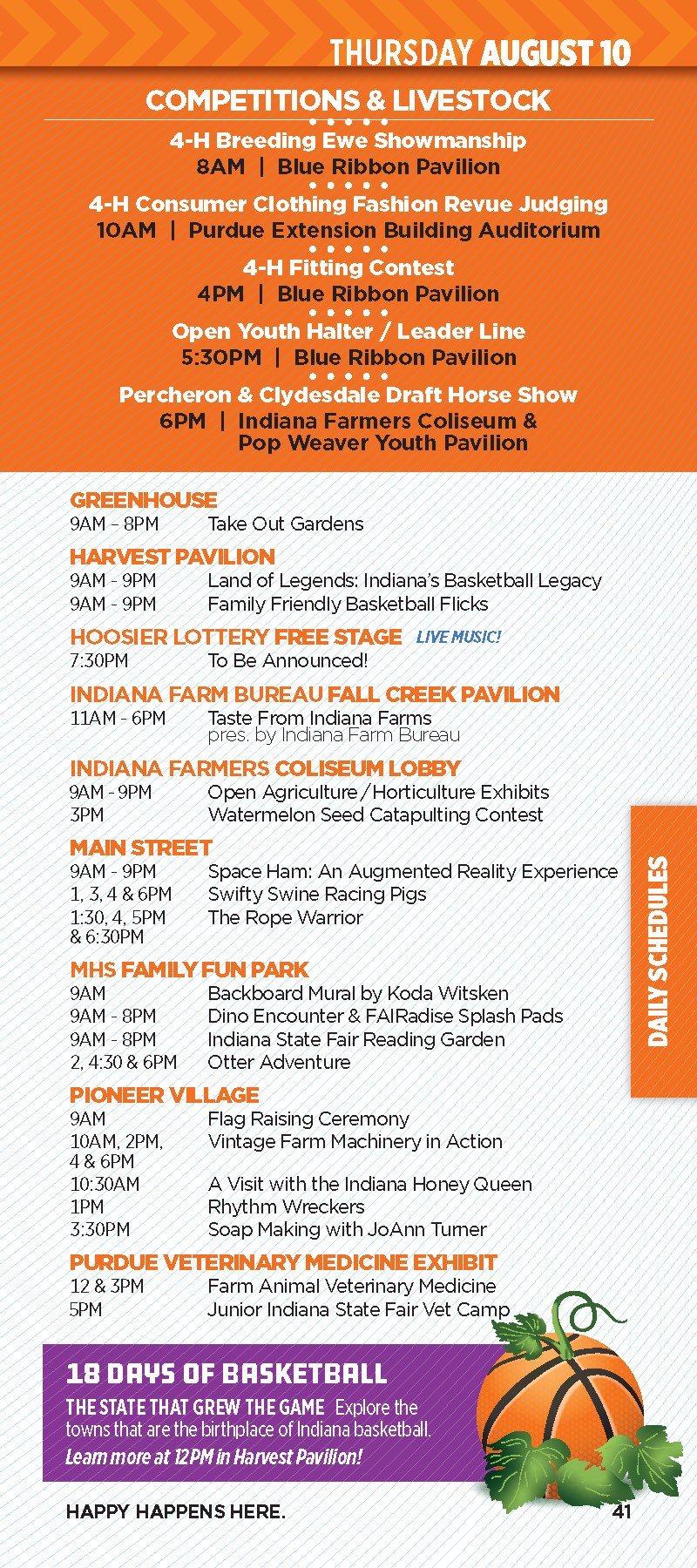 Indiana State Fair 2023 Schedule for Thursday, August 10 (Day 10)
