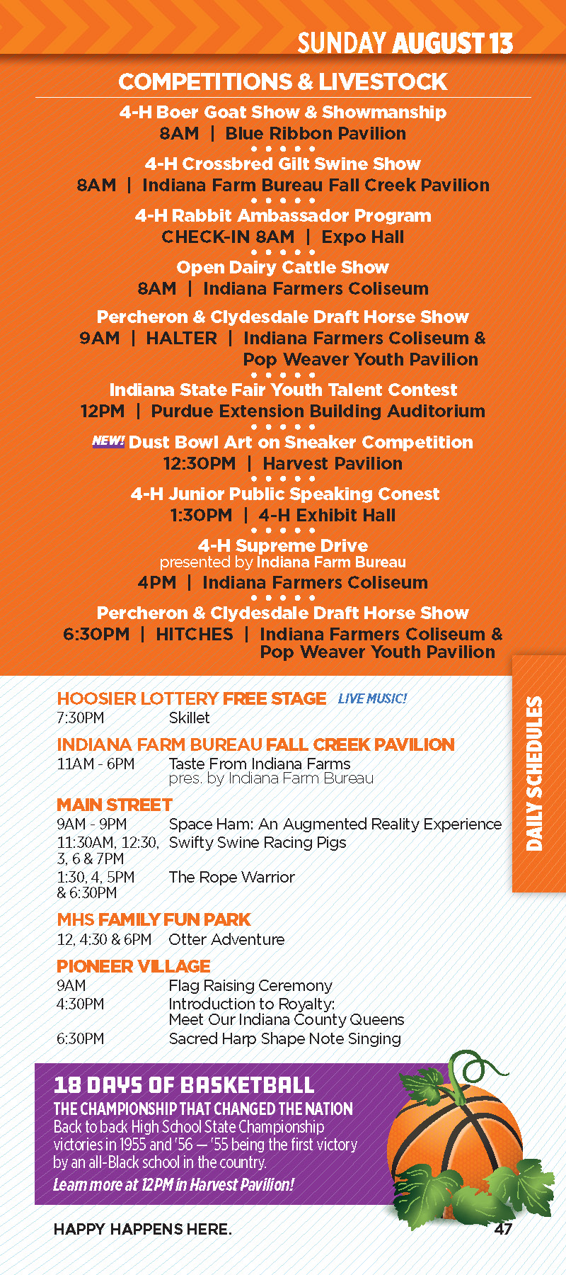 Indiana State Fair 2023 Schedule for Sunday, August 13 (Day 13)