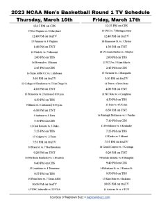 2023 NCAA Men's Basketball Round 1 TV Schedule