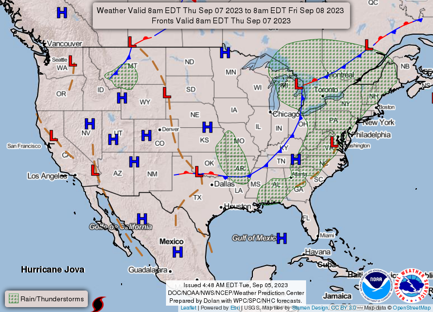 United States 3-Day Forecast for September 5, 2023 (Day 3)