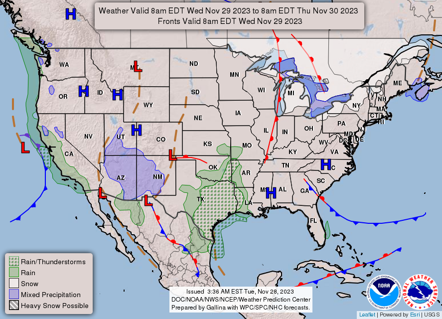 United States 3 Day Forecast for November 28, 2023 (Day 2)