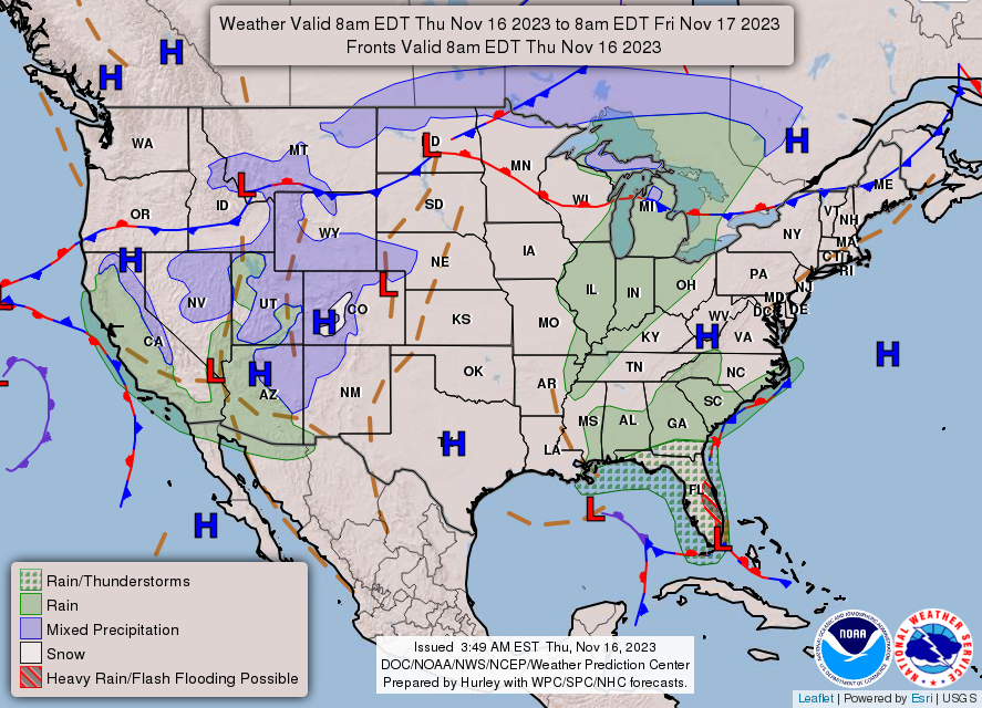 United States 3-Day Forecast for November 16, 2023 (Day 1)