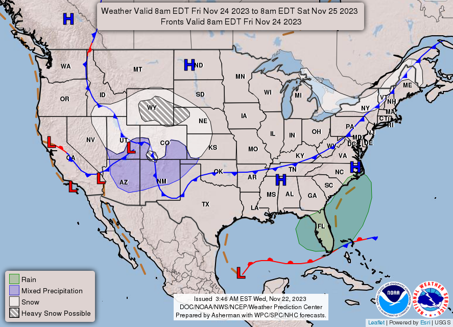 United States 3 Day Forecast for November 22, 2023 (Day 3)