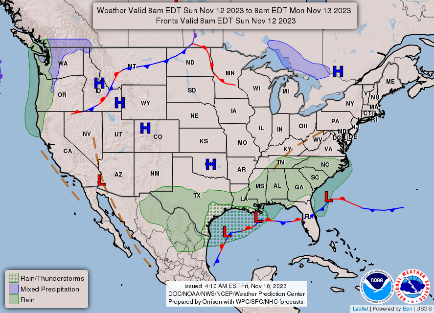 United States 3-Day Forecast for November 10, 2023 (Day 3)