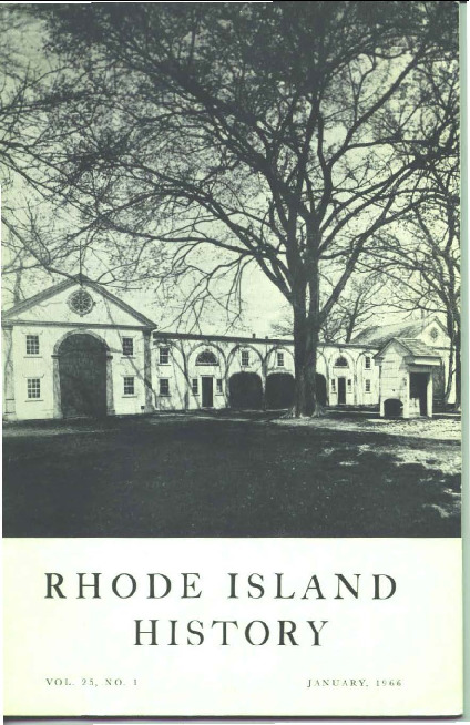 Cover of Rhode Island History featuring a photo of the Carriage House of Snow-Messer Mansion.