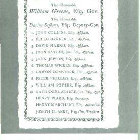 Cover of RI History, October 1967 depicting a proxy ballot of the RI election of 1775
