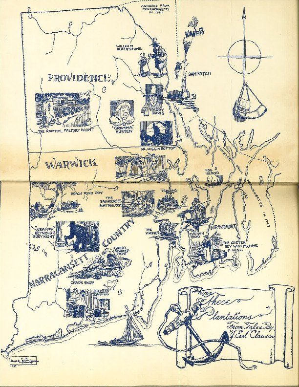 Map illustrated with the tales associated with a particular location