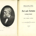 Portrait of author and title page of Art and Artists in Rhode Island.