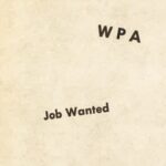 Graphics in the margins of the article. Says "WPA" and "Job Wanted".