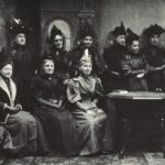 A group photo of mid- 19th century women, and the subject of the article.