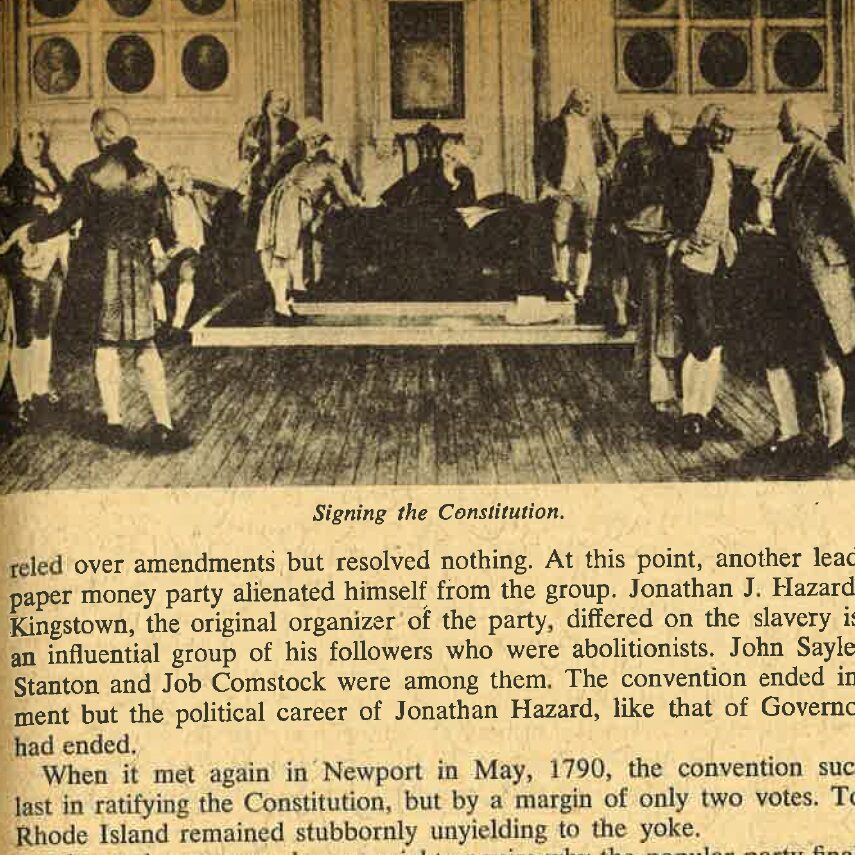 Excerpt of the article with an illustration of the signing of the Constitution