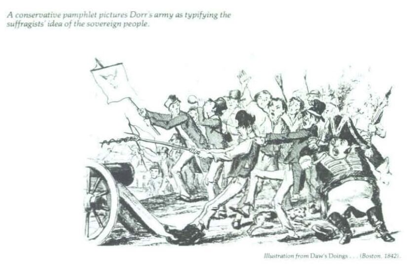 Political cartoon from anti-Dorr pamphlet Daw’s Doings