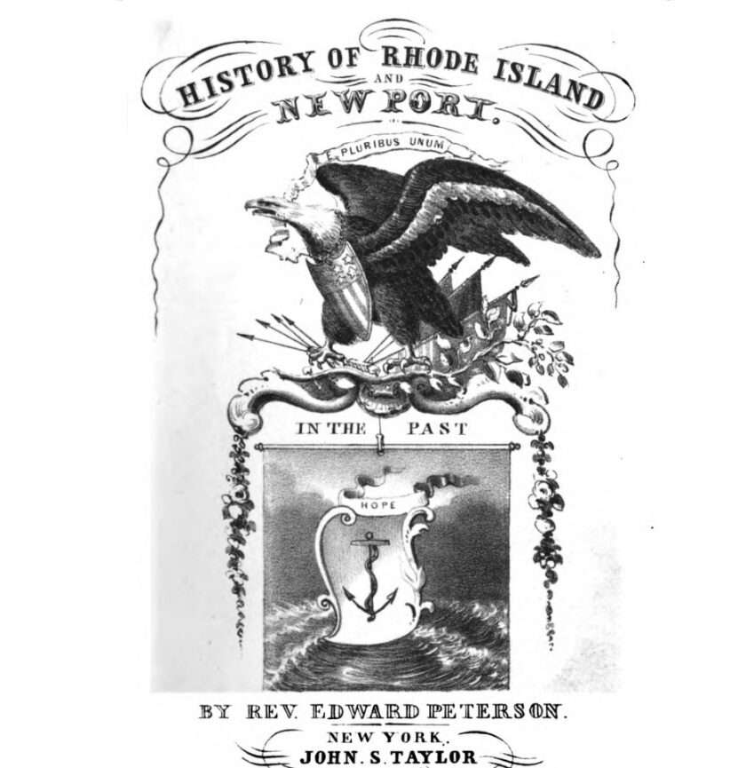 Title page, Illustrated with a bald eagle with flags and RI state coat of arms.